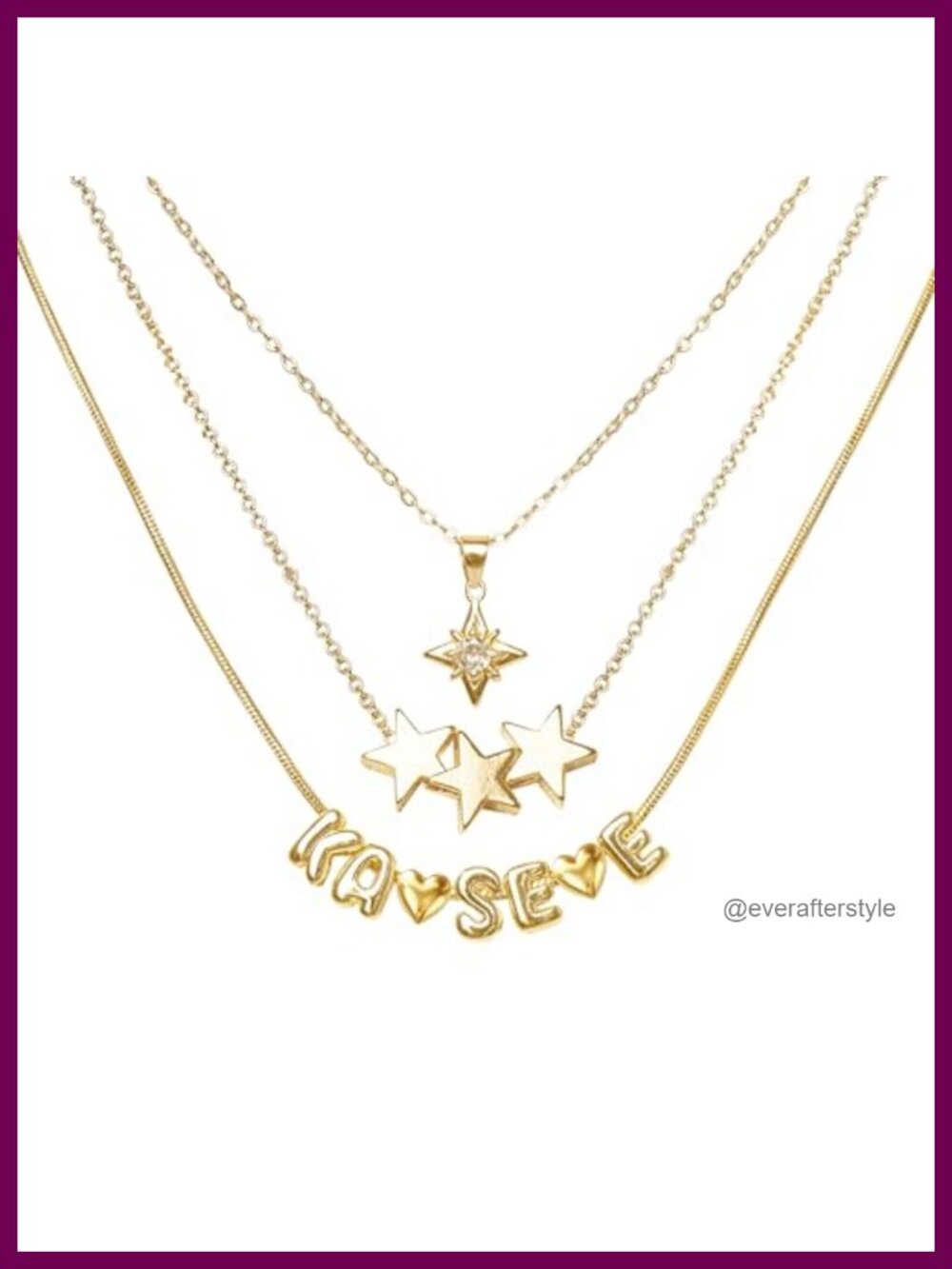 3 PC Layered Necklace Set 18K Gold Plated Charms Adjustable Necklaces